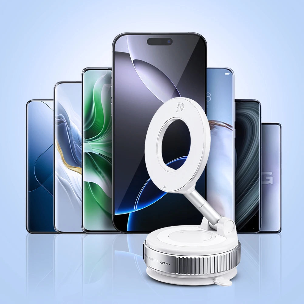 Magnetic Vacuum Car Mount Phone Holder Vacuum Adsorption Car Phone Mount Vacuum Suction Cup Car Phone Stand for Gym Bath Shower