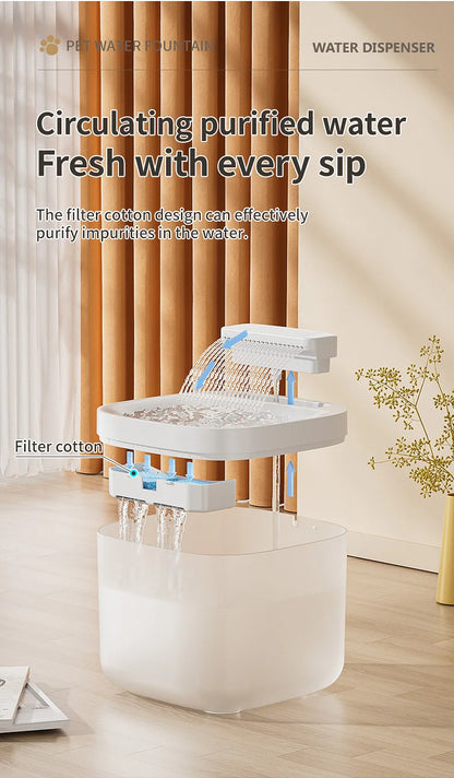 3L/101.45oz Automatic Cat Water Fountain Large Capacity Pet Dog Water Dispenser Circulating Filter Mute Pet Fountain Feeder
