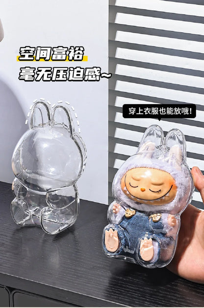 Labubu Case Sitting Party Transparent Protective Shell Dust Cover Protect Knapsack Hanging Decorations Christmas Gift Kids Toy