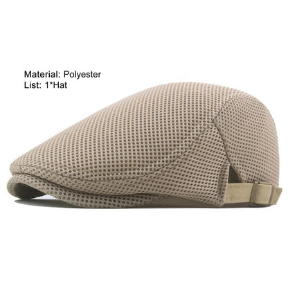 Hollow Breathable Mesh Men Beret Hat Adjustable Buckle Summer Autumn Sunscreen Men Cap Sport