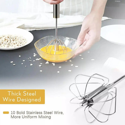 Egg Beater Semi Automatic Mixer Manual Self Turning Steel Easy Whisk Hand Blender Egg Cream Stirring Baking Cooking