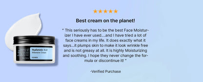 COSRX Hyaluronic Acid Moisturizing Cream, Long-lasting Hydration, Rich Moisturizer for Sensitive Skin 3.52 oz / 100g