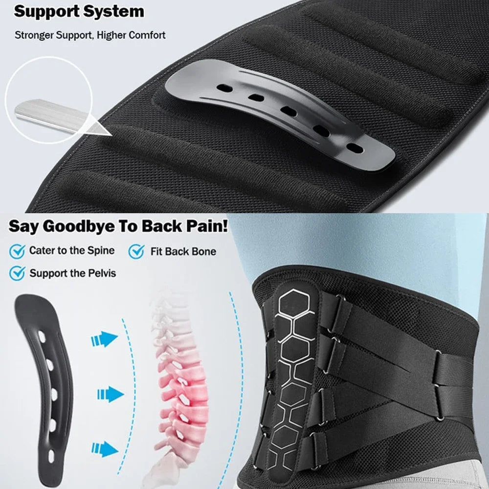 Back Braces for Lower Back Pain Relief with 6 Stays Breathable Back Support Belt Anti-skid lumbar with pad for sciatica
