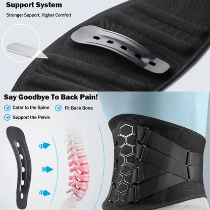 Back Braces for Lower Back Pain Relief with 6 Stays Breathable Back Support Belt Anti-skid lumbar with pad for sciatica