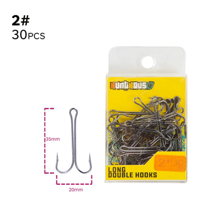 Hunthouse Double Hooks fishing hook long fishing stainless hook with soft lure sharp high carbon stee offset hook