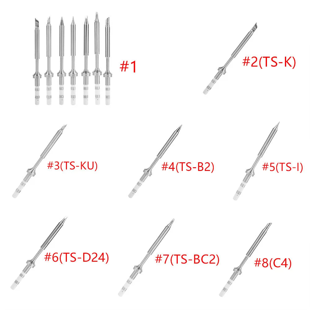 7 Types Mini Stainless Steel Soldering Iron Tips Replacement for TS100 Soldering Iron Mini Soldering Iron Tip Soldering Iron Tip