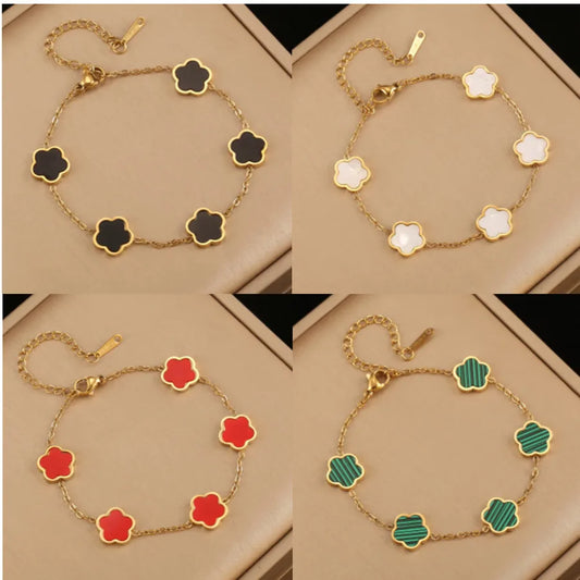 1 piece stainless steel flower bracelet for women