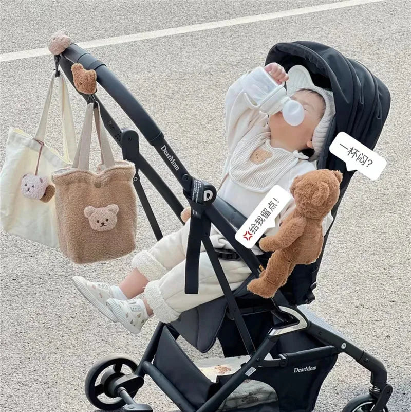 Cute Bear Baby Bag Stroller Hook Pram Rotate 360 Degree Rotatable Cart Organizer Pram Hook Stroller Accessories Mummy Bag Hook