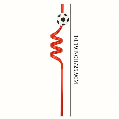 8Pcs Reusable Soccer Party Straws for Soccer Party Favors, Soccer Themed Party Decorations for Sports Party Supplies for Kids ﻿