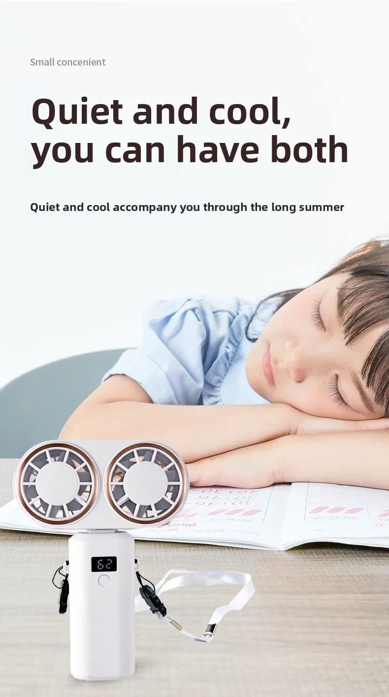 New Handheld USB Small Fan Double-headed Handheld Fan with Long Battery Life Mini Rechargeable Portable Electric Fan.