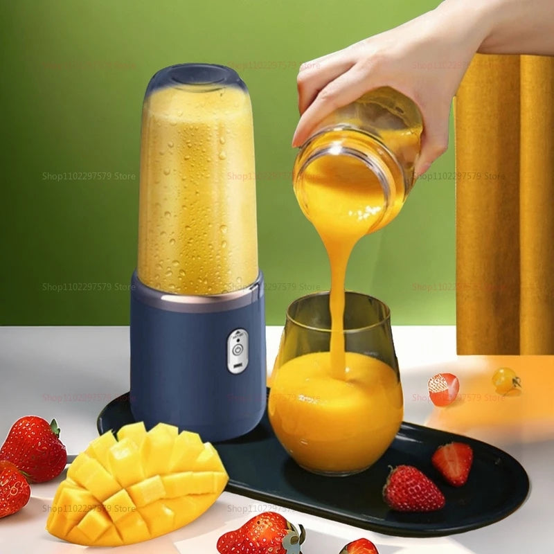 Multifunction 2 Cups Portable Fruit Juicer Blender 6 Blade Juice Mixer Mini Ice Blender USB Charging Wireless Juice Extractor
