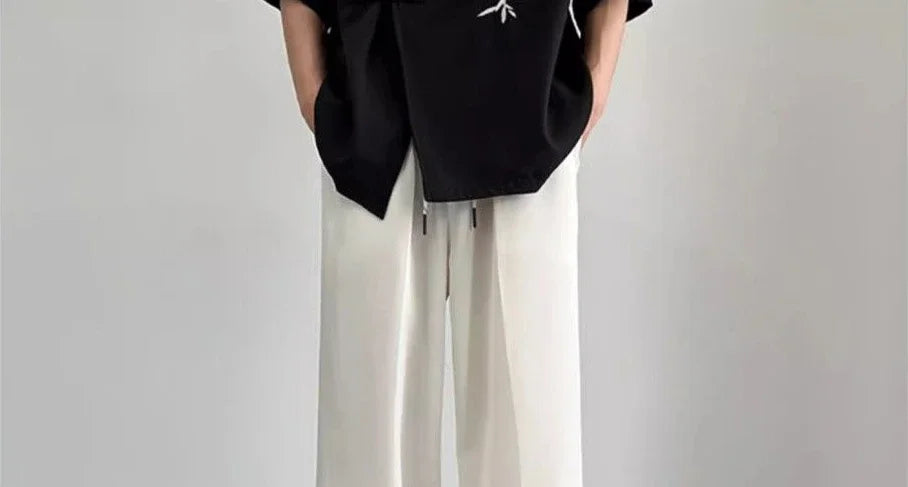 Social Tailoring Business Work Man Suits Pants Office Ice Silk Cooling Trousers for Men Fabric Korean Style Clothes Designer Up