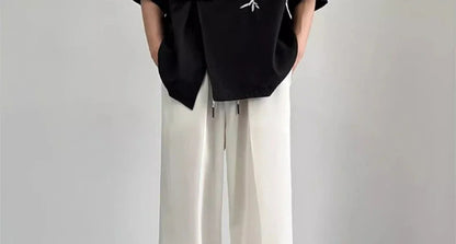 Social Tailoring Business Work Man Suits Pants Office Ice Silk Cooling Trousers for Men Fabric Korean Style Clothes Designer Up