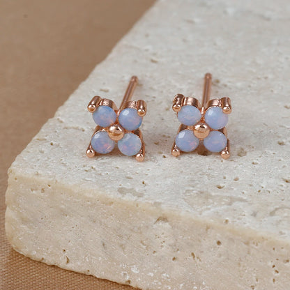 Stainless Steel Dainty Flower Stud Earring for Women Piercing Cartilage Ear Ring Colorful Zircon Women's Aesthetic Jewelry Gift