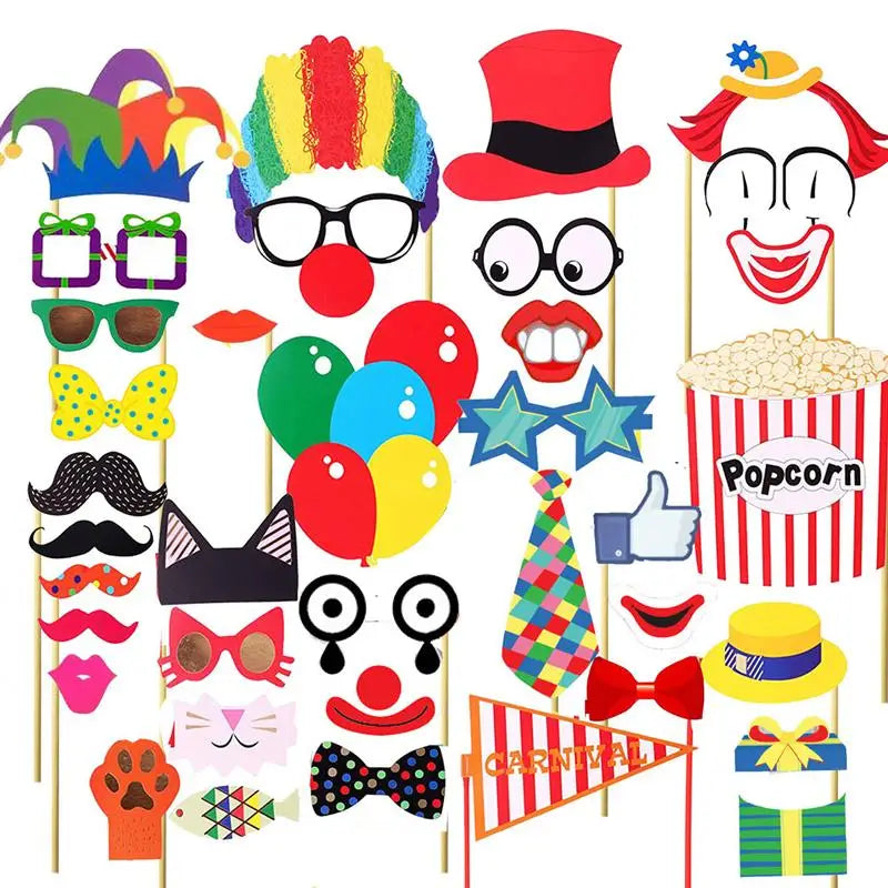 36 PCS Bachelorette Party Props Circus Photo Booth Clown Joyful Decoration Bowtie
