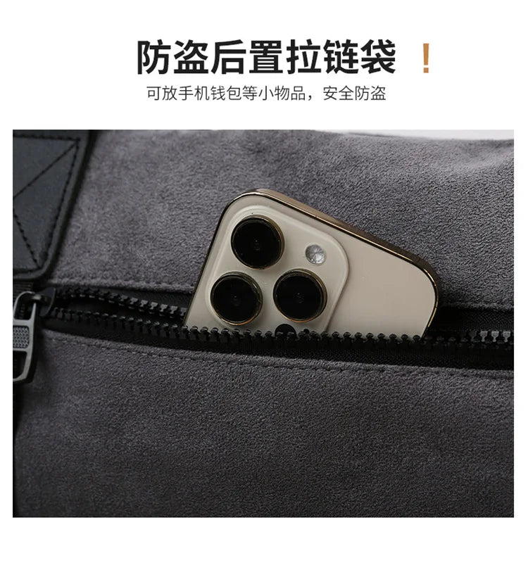 Men's Large Capacity Fashionable Short Distance Travel Totes New Suede Travel Handbag Women's Portable Sports and Fitness Bag