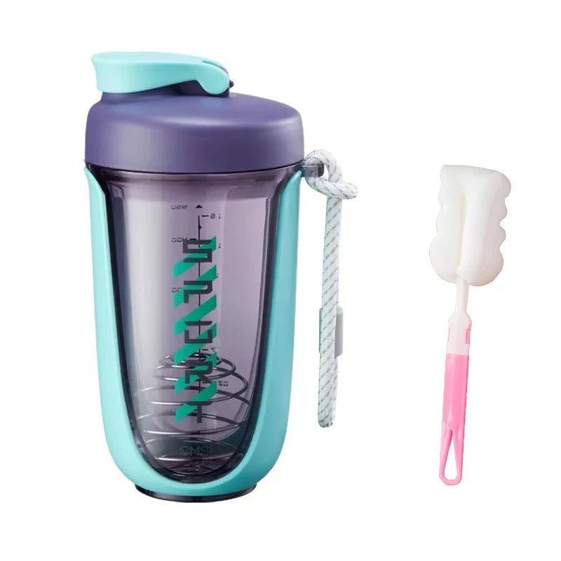 New Style 590ML Blender Shaker Bottle with Whisk Spring BPA Free Plastic Protein Shakes Leakproof for Powder Workout Gym Sport