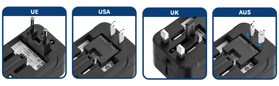 Universal Travel Adapter with Dual USB Port UK to EU Plug Adaptor Wall Charger AC Power Converter World for USA EU UK AUS