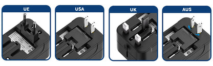 Universal Travel Adapter with Dual USB Port UK to EU Plug Adaptor Wall Charger AC Power Converter World for USA EU UK AUS