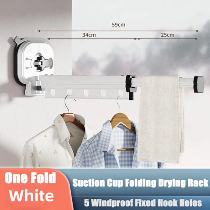 Retractable Clothes Hanger Wall Mounted No Punching Laundry Drying Rack Foldable Drying Racks Space Saving For Bathroom Balcony