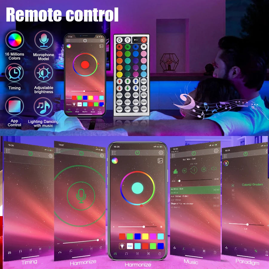 Smart LED Strip Lights, with Wireless Infrared Remote Control, Color Changing & Music Sync with App Control and Remote, USB Powe