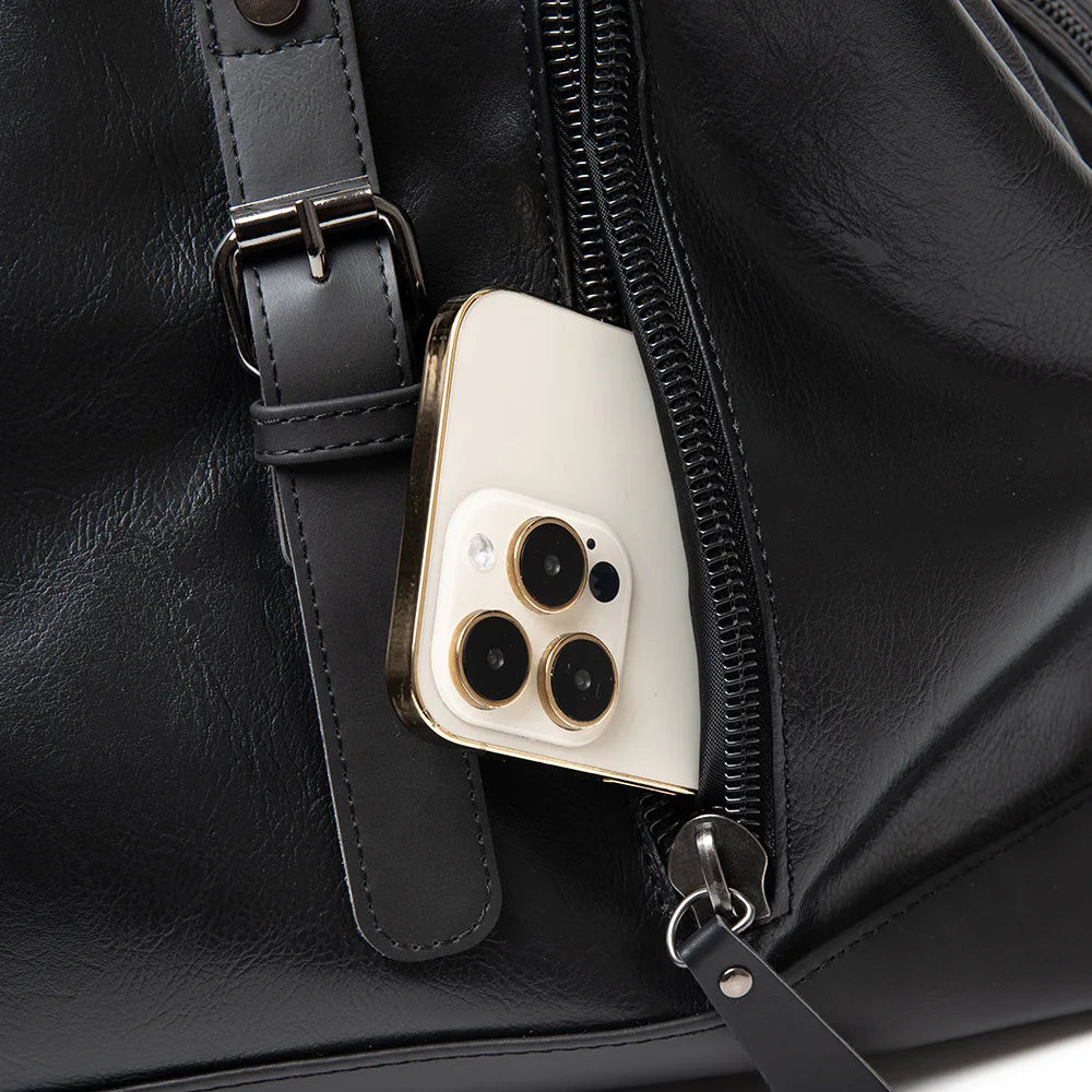 2025 New Men Travel Totes Crossbody Shoulder Bags Large Capacity Handbag Fashion Top-Handle Bag Waterproof PU Leather Laptop Bag