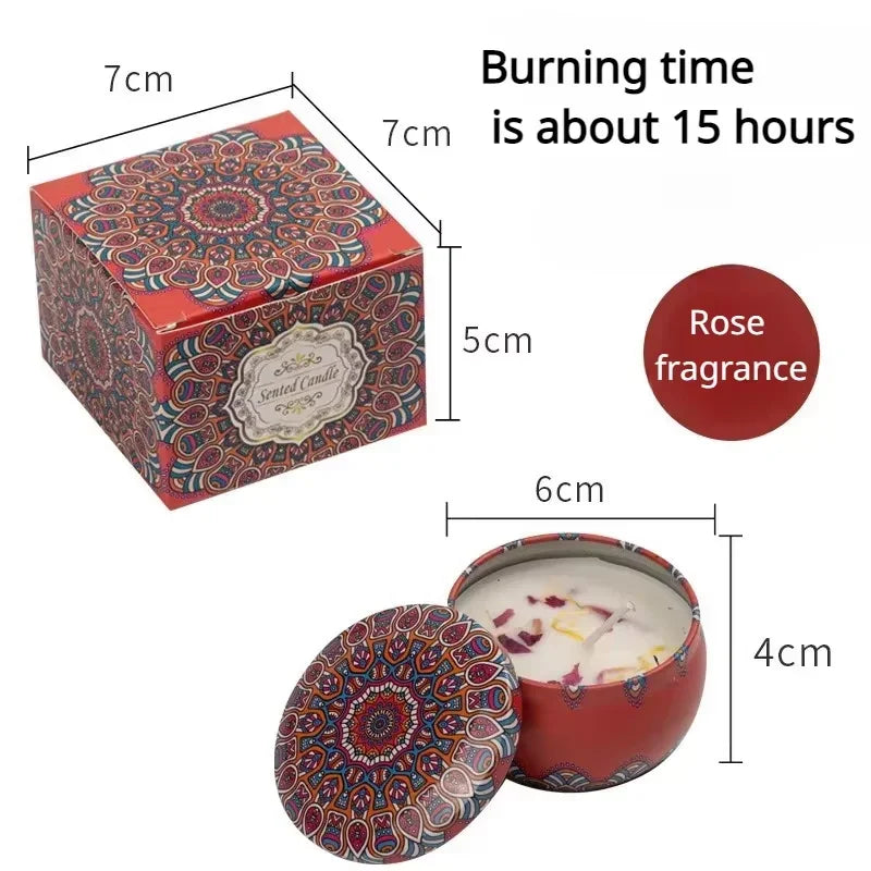 Scented Candle Set Gift Islamic Arabian Pattern Fragrance Candle Jar DIY Smokeless Couples Jasmine Rose Romantic Incense Candles