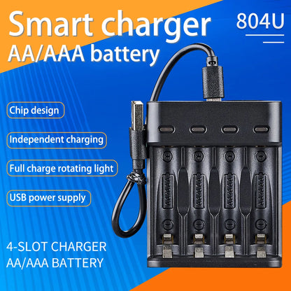 Battery Charger 4 Slot Intelligent Fast Charge With LED Indicator For 1.2V NiMH NiCd AAA/AA Rechargeable Batteries USB Charger