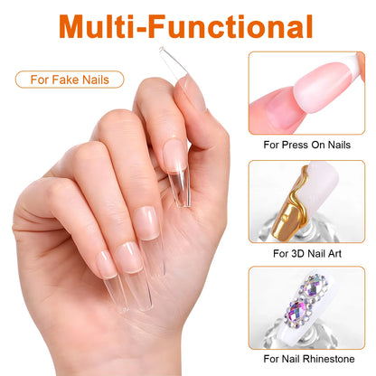 30g Solid Nail Glue Gel for False Nail Tips, Huge Capacity Press on Nail Glue Strong Adhesive Solid Rhinestone Glue Gel UV Glue
