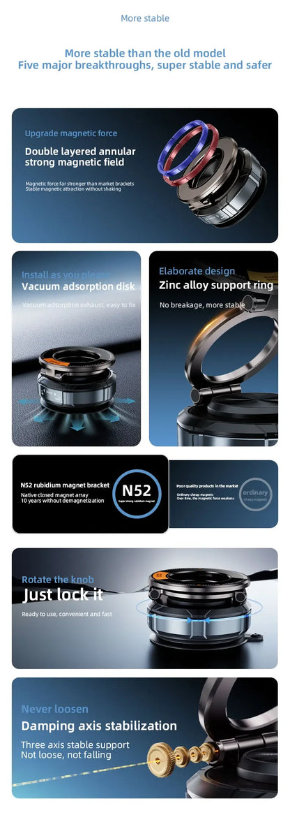 Magnetic Car Phone Holder Mount Vacuum, 360-degree Rotating for Iphone 15 14 13 12 Pro Max Phone Holders & Stands