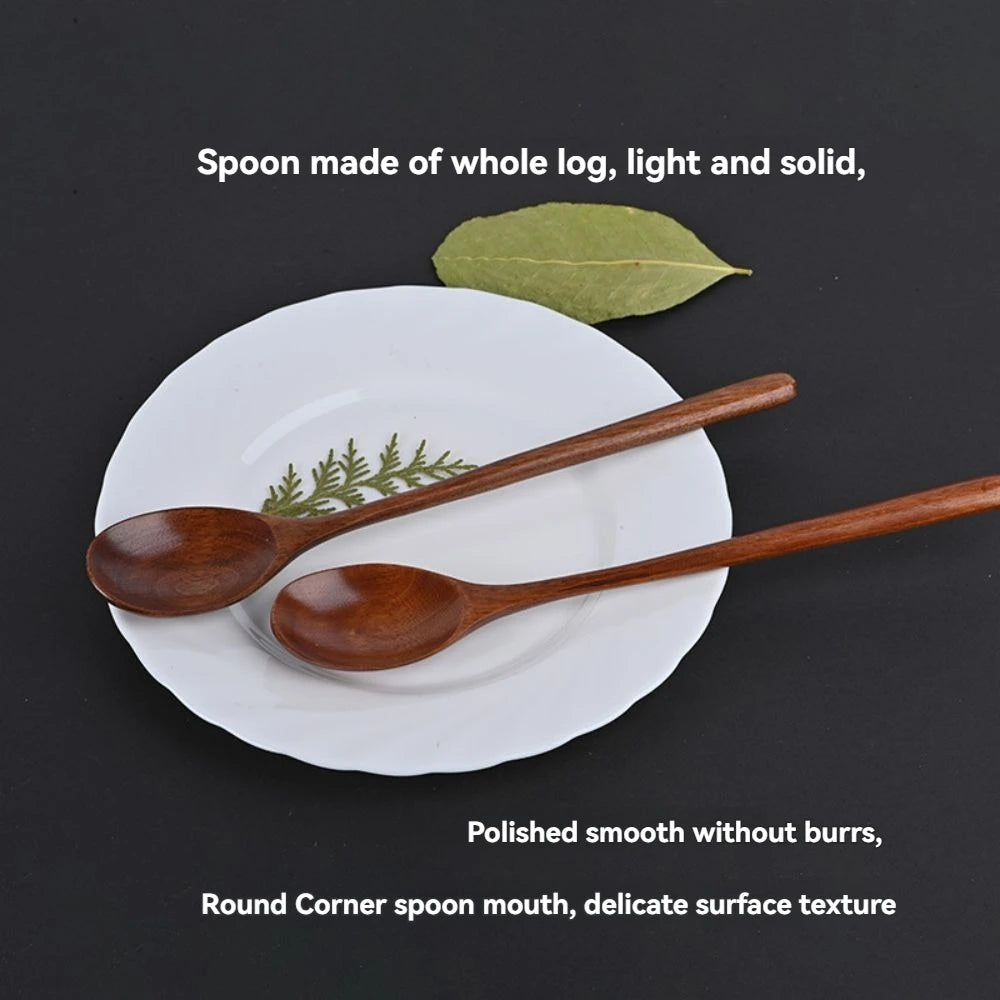 6pcs Wooden Spoon Nanmu Old Lacquer Spoon Tableware Creative Household Old Lacquer Spoon Wooden Small Spoon