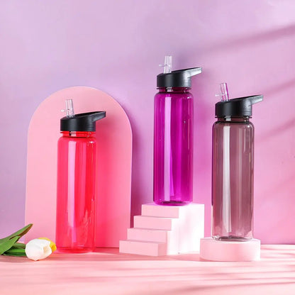 750ml Sports Water Bottle With Straw Outdoor Plastic Clear Dinkware Gym School Travel Camping Portable Leakproof Drinking Cup