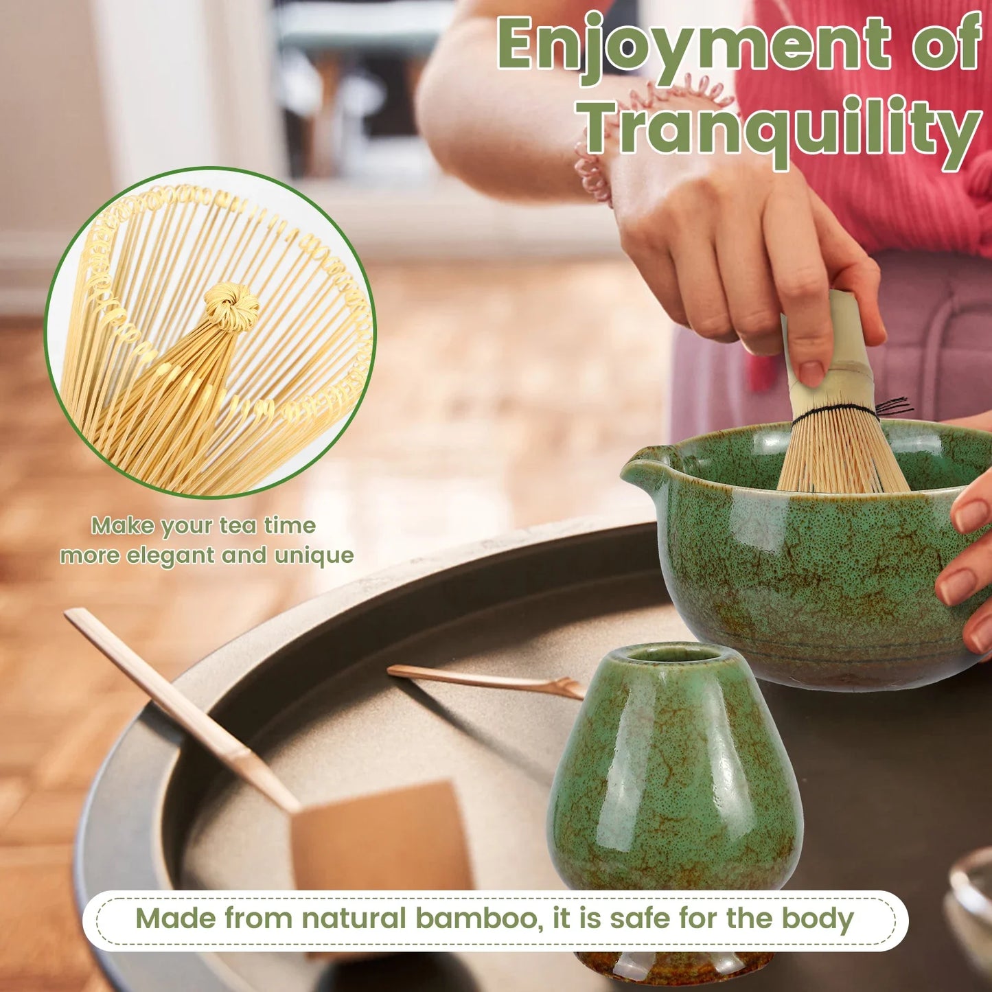 Matcha Whisk Set Easy to Clean Matcha Tea Set Versatile Matcha Whisk and Bowl Set Sturdy Matcha Kit Include Matcha Bowl Kit