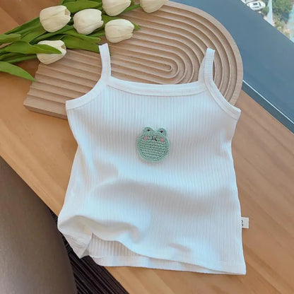 Baby Girls T-shirts for Kids Summer Sleeveless Knitted Tops Vest Outfits Girls Cute Halter Tops Tees Children Clothing 1-12 Year