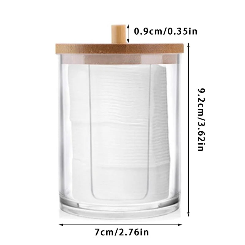Cotton Swab Holder Bathroom Dispenser Storage Cotton Ball, Cotton Swab, Cotton Round Pads, Floss Picks - Clear Canister
