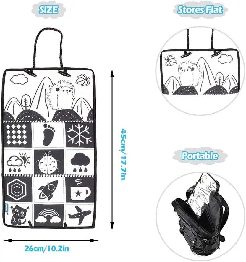 Black And White Baby Floor Mirror Tummy Time Sensory Baby Toys 6 12 months Toys For Babies Montessori Development Crawl Toys