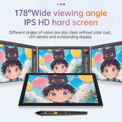 BOSTO BT-101A Portable Graphics Drawing Tablet 10.1 Inch IPS Screen Display with Finger Touch Anti-glare 16384 Pressure Level