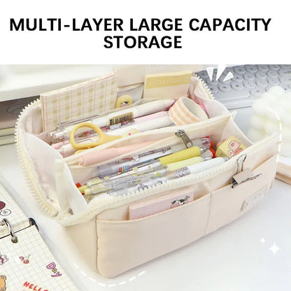 School Supplies Pencil Bag Portable Simple Aesthetic Pencil Organiser Back To School Present Simple Style Zipper Cute Stationery