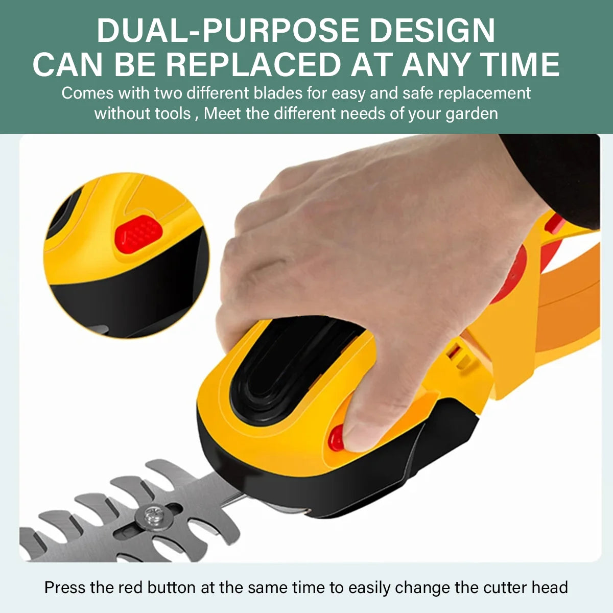 2 in 1 Cordless Handheld Hedge Trimmer Rechargeable Electric Trimmer Garden