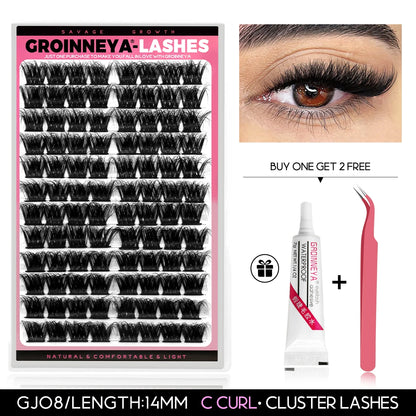 Diy Lash Extension Kit Cluster Eyelash Extension Kit Individual Lashes Kit Lash Bond and Seal Lash Glue and Lash Tweezers Makeup