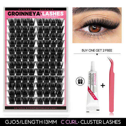 Diy Lash Extension Kit Cluster Eyelash Extension Kit Individual Lashes Kit Lash Bond and Seal Lash Glue and Lash Tweezers Makeup