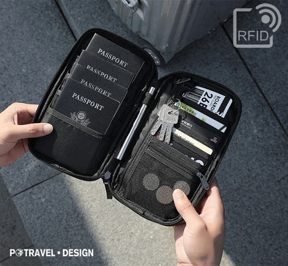 Travel Passport Wallet Organizer Bag with Card Holder Document Case for Family Crossbody Ticket Cash Storage Bag for Abroad Trip