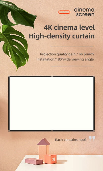 60-200 Inch Portable Foldable Projector Screen High Density White Less Creases Soft Projection Screen 16:9 Indoor Outdoor