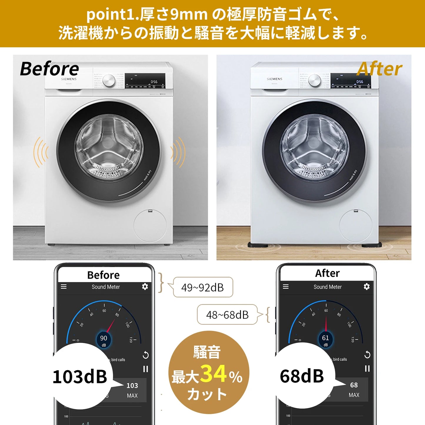 Anti Vibration Feet Pads For Washing Machine Mat Slipstop Silent Universal Slip Shock-absorbing Foot Washing Machine Protects