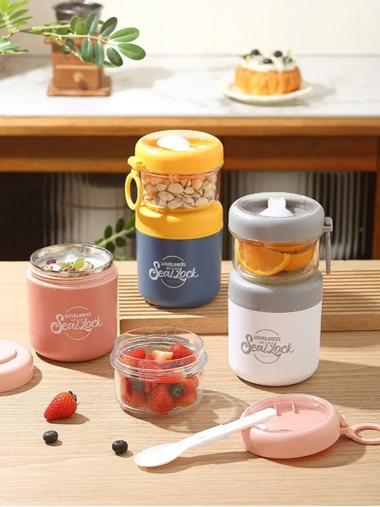 Stainless Steel Soup Cup Breakfast Oat Cups Students Office Workers Portable Milk Fruit Salad Cup Sealed Thermos Container