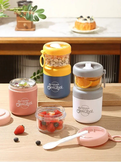 Stainless Steel Soup Cup Breakfast Oat Cups Students Office Workers Portable Milk Fruit Salad Cup Sealed Thermos Container