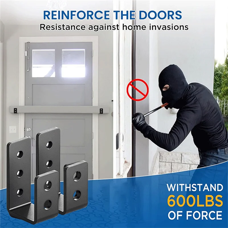 AAAEL-2 Pieces 2Inch X 4Inch Door Barrier Clips Heavy Duty Open Rod Bracket U Shape Bracket For Barn Shed Garage Gate Durable