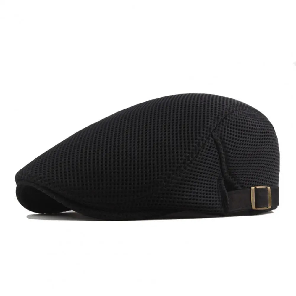 Hollow Breathable Mesh Men Beret Hat Adjustable Buckle Summer Autumn Sunscreen Men Cap Sport