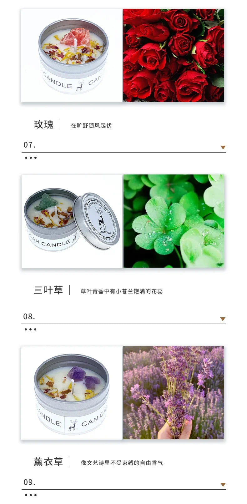 Scented Candle Crystal Stone Dry Flower Silver Tin Candle Hotel Wedding Ceremony Candle