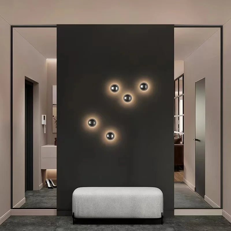 Nordic decorative gold circular wall lamp bedroom bedside living room dining room art minimalist wall mounted lamp